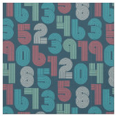 Retro Numbers Ultramarine Blue Fabric Stof (Close Up)