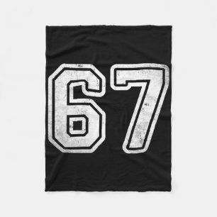 Retro Nummer #67 Witte Sportteam Varsity Nummer Fleece Deken