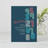 Retro Nummers Birthday Party Kaart (Staand voorkant)