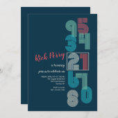 Retro nummers verjaardagsfeestje kaart (Voorkant / Achterkant)