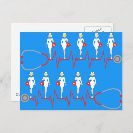 Retro Nurse Briefkaart (Voorkant / Achterkant)