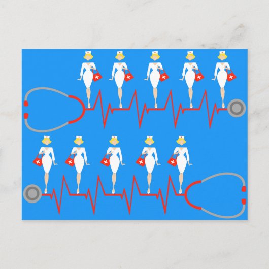 Retro Nurse Briefkaart (Voorkant)