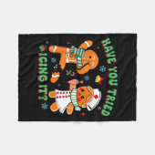 Retro Nurse Christmas Gingerbread Have You Tried I Fleece Deken (Voorkant (Horizontaal))