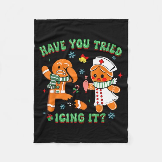 Retro Nurse Christmas Gingerbread Have You Tried I Fleece Deken (Voorkant)