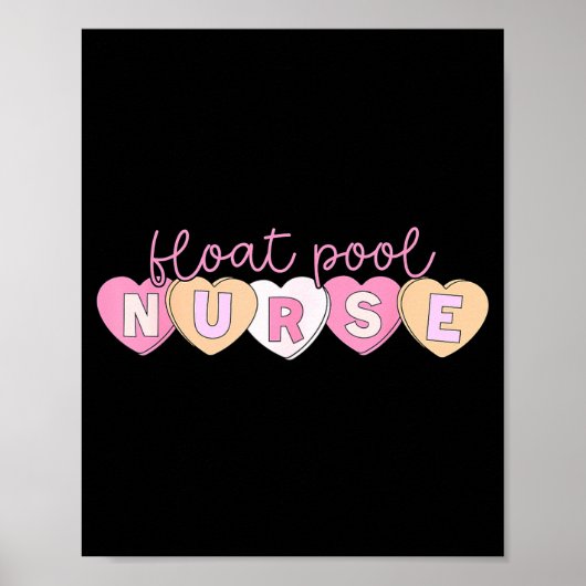Retro Nurse Float Ol Valentines Heart Icu Med Surg Poster (Voorkant)