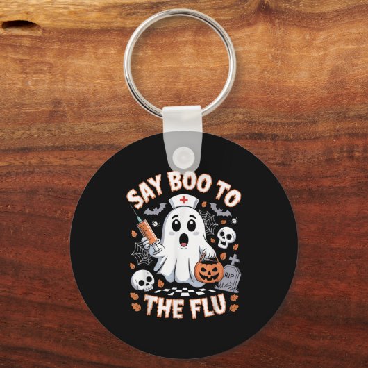 Retro Nurse Ghost Halloween Vaccine Say Boo To The Sleutelhanger (Voorkant)