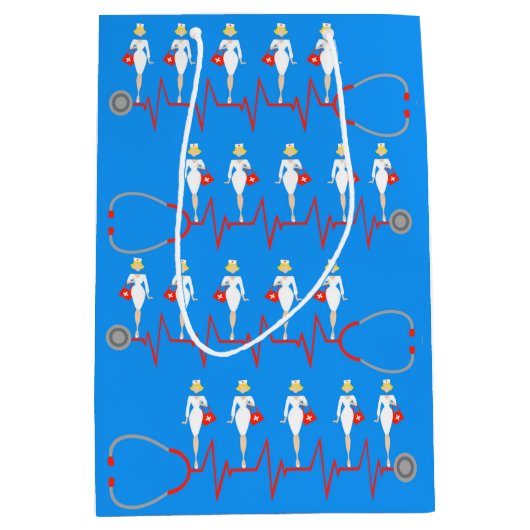 Retro Nurse Gift Bag Medium Cadeauzakje (Voorkant)