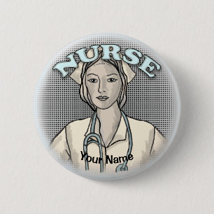 Retro Nurse pin Ronde Button 5,7 Cm