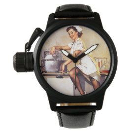  Retro Nurse Pin Up Girl Horloge
