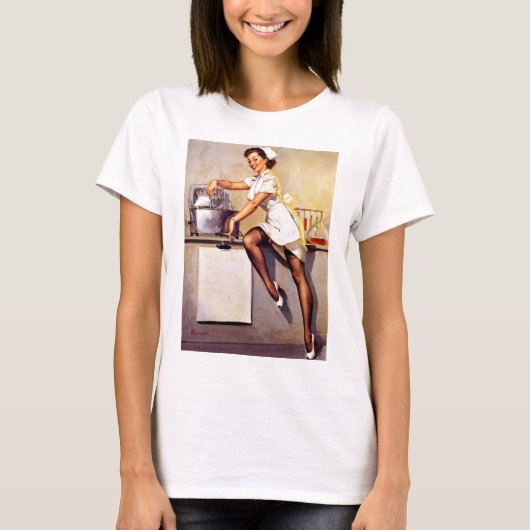  Retro Nurse Pin Up Girl T-shirt (Voorkant)