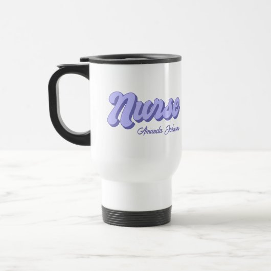 Retro Nurse Travel Mug Gepersonaliseerde Paarse Reisbeker (Links)