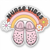 Retro Nurse Vibes Waterdicht Sticker (Voorkant)