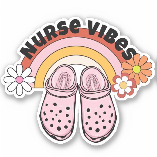 Retro Nurse Vibes Waterdicht Sticker (Voorkant)
