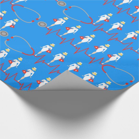 Retro Nurse wrapping Paper Cadeaupapier (Hoek)