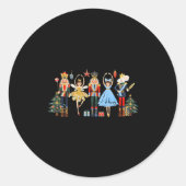 Retro Nutcracker Ballet Christmas Tree Shirts For Ronde Sticker (Voorkant)