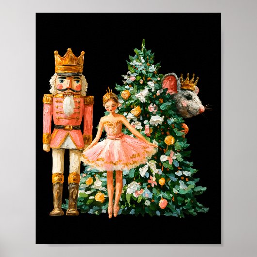 Retro Nutcracker Ballet Nk Christmas Xmas Vibes Wo Poster (Voorkant)