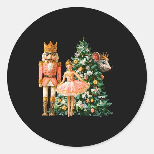 Retro Nutcracker Ballet Nk Christmas Xmas Vibes Wo Ronde Sticker (Voorkant)