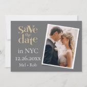 Retro NYC Foto Opslaan van de datum Kaart (Voorkant)