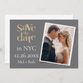 Retro NYC Foto Opslaan van de datum Kaart (Voorkant / Achterkant)