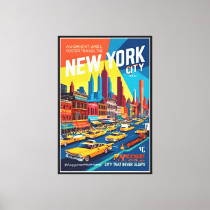 Retro NYC jaren '60 Hoverlay Travel Art Canvas Afdruk