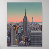 Retro NYC Skyline Poster (Voorkant)
