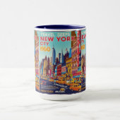 Retro NYC Travel Art | Levendig Skyline-ontwerp Mok (Midden)