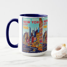 Retro NYC Travel Art | Levendig Skyline-ontwerp