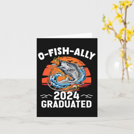 Retro O-fish-ally 2024 afgestudeerd senior Afstude Kaart (Gele Bloem)