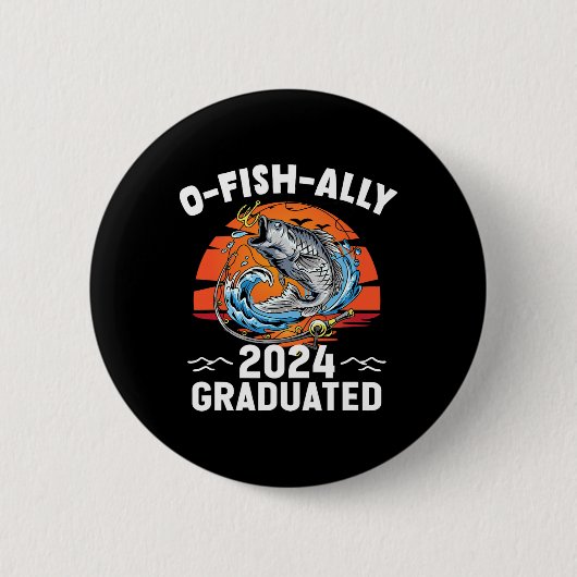 Retro O-fish-ally 2024 afgestudeerd senior Afstude Ronde Button 5,7 Cm (Voorkant)