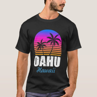 Retro Oahu Hawaï zonsondergang Vintage vakantie so T-shirt