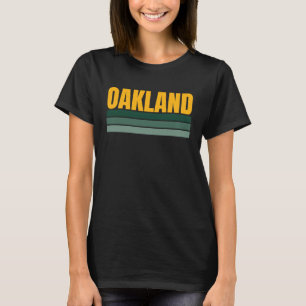 Retro Oakland Gele & Groene Strepen Cool Oakland T-shirt