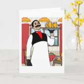 Retro ober barman met Drinken Kaart (Gele Bloem)