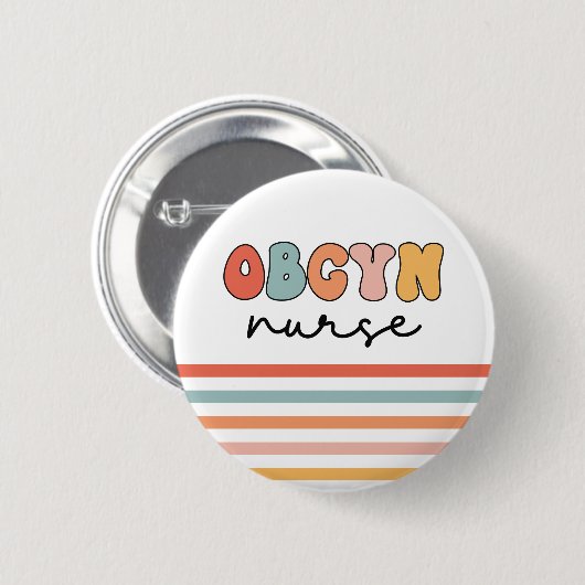 Retro OBGYN Verpleegster Ronde Button 5,7 Cm (Voorkant /achterkant)