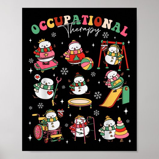Retro Occupational Therapy Christmas Snowman Ot Ot Poster (Voorkant)