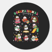 Retro Occupational Therapy Christmas Snowman Ot Ot Ronde Sticker (Voorkant)