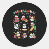 Retro Occupational Therapy Christmas Snowman Ot Ot Ronde Sticker (Voorkant)