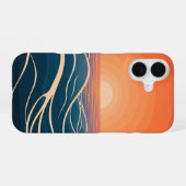 Retro Ocea Zonsondergang Golven iPhone 16 Hoesje (Achterkant horizontaal)