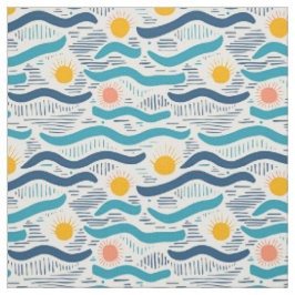 Retro oceaan golven, zonneschijn en strand zomerpa stof