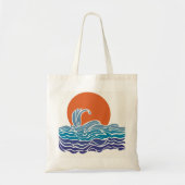 Retro oceaan golven & zonsondergang tote bag (Voorkant)