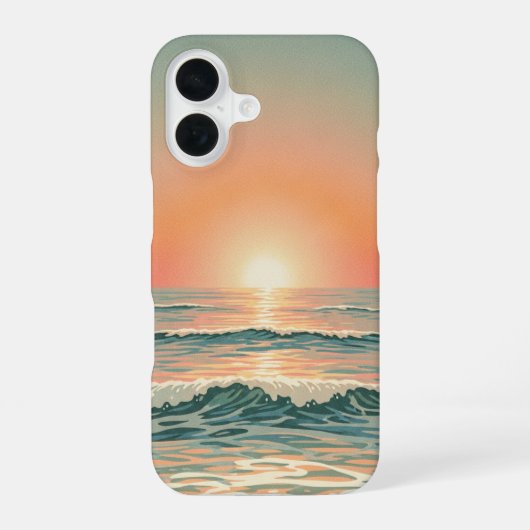 Retro Oceaan Horizon iPhone 16 Hoesje (Achterkant)