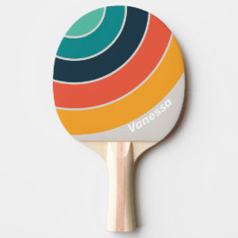 Retro Oceaan Regenboog Cirkel Streep met Naam Tafeltennisbatje