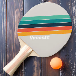 Retro Oceaan Regenboog Gestreept met Naam Tafeltennisbatje