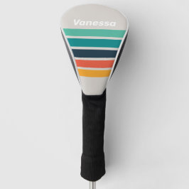 Retro Oceaan Regenboog Over Strepen met Naam Golfheadcover