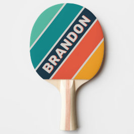 Retro Oceaan Regenboog Vet Gestreept met Naam Tafeltennisbatje