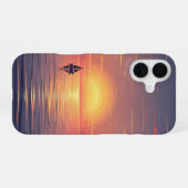 Retro oceaan zonsondergang iPhone 16 hoesje (Achterkant horizontaal)