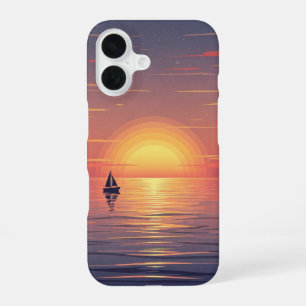 Retro oceaan zonsondergang iPhone 16 hoesje