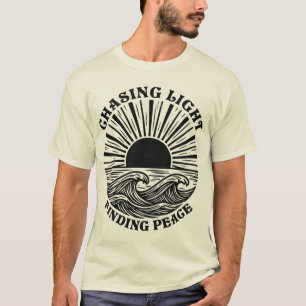 Retro Oceaangolf Zonsondergang Design T-shirt
