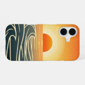 Retro Oceaans Zonsondergang Golven iPhone 16 Hoesje (Achterkant horizontaal)