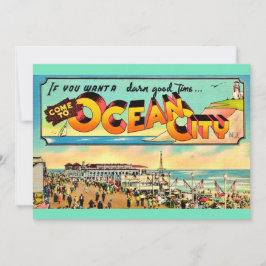 Retro Ocean City NJ Greetings Big 5x7 Postcard Bedankkaart