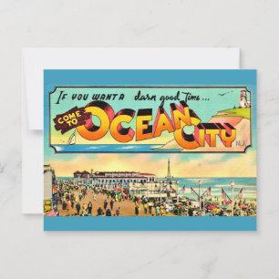 Retro Ocean City NJ Groeten Ansichtkaart Briefkaart